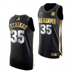 Men's Alabama Crimson Tide #35 Alex Tchikou 2021 March Madness Sweet 16 Black Golden NCAA College Football Jersey 2403ROQQ7